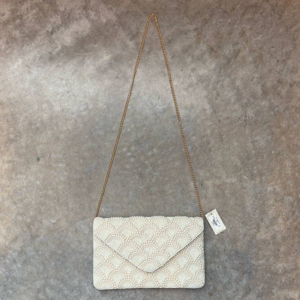 Francesca’s Clutch or Crossbody Bundle – White Beaded + Brown Cutout (Set of 2) - Picture 8 of 11